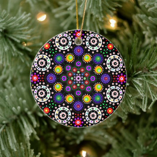 Persoonlijke Psychedelic Dot Mandala Kerstmis Keramisch Ornament (Boom)