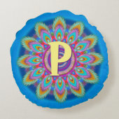 Persoonlijke psychedelische ronde kussensloop blu2 rond kussen (Achterkant)