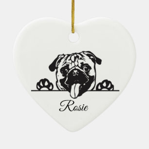 Persoonlijke Pug Keramisch Ornament