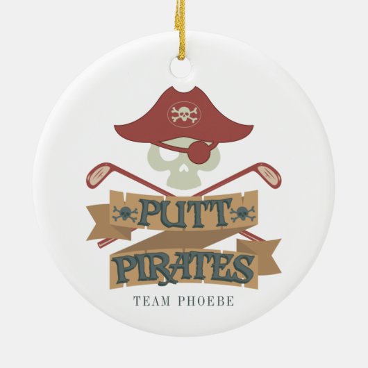 Persoonlijke Putt Pirates Golfing Hobby Keramisch Ornament (Achterkant)