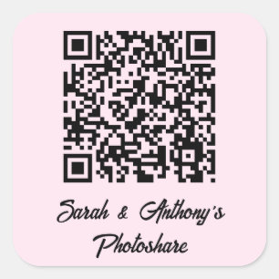 Persoonlijke QR-code trouwfoto deelwebsite Vierkante Sticker