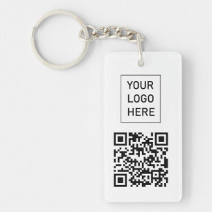 Persoonlijke QR-code zakelijke kaart Uw logo wit Sleutelhanger