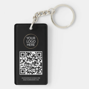 Persoonlijke QR-code Zakelijke kaart Uw logo Zwart Sleutelhanger