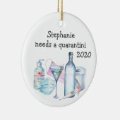 Persoonlijke Quarantine Funny Quarantini Keramisch Ornament (Rechts)