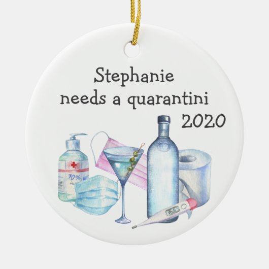 Persoonlijke Quarantine Funny Quarantini Keramisch Ornament (Voorkant)