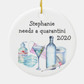 Persoonlijke Quarantine Funny Quarantini Keramisch Ornament (Achterkant)