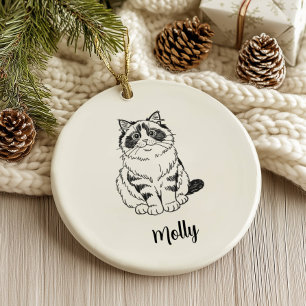 Persoonlijke Ragdoll Kat Kerstmis Keramisch Ornament
