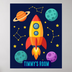 Persoonlijke Raket Ruimteschip Kinderkamer Poster