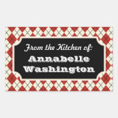 Persoonlijke Red Argyle Kitchen Gift Labels Sticke (Voorkant)