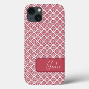 Persoonlijke Red Damask iPad-draagtas iPhone 13 Hoesje