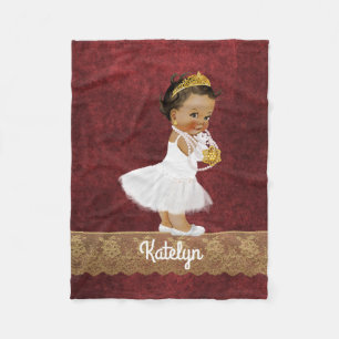 Persoonlijke Red Gold Ethnic Princess Nursery Fleece Deken