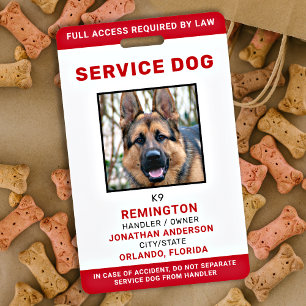 Persoonlijke Red White Service Dog Photo ID Badge