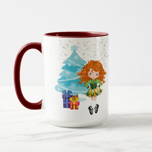 Persoonlijke Redhead Irish Dancer Winter Kerstmis Mok (Links)