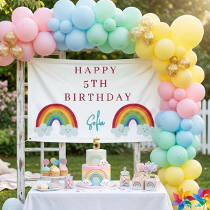 Persoonlijke Regenboog 5e Verjaardag Slagbanner Sc Spandoek