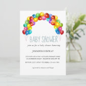 Persoonlijke Regenboog Ballonnen Baby Shower Kaart (Staand voorkant)