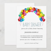 Persoonlijke Regenboog Ballonnen Baby Shower Kaart (Voorkant / Achterkant)