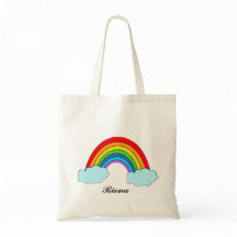 Persoonlijke regenboog boodschappentas met eigen n