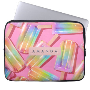 Persoonlijke Regenboog Glitter Ijslolly Gedroomd Laptop Sleeve