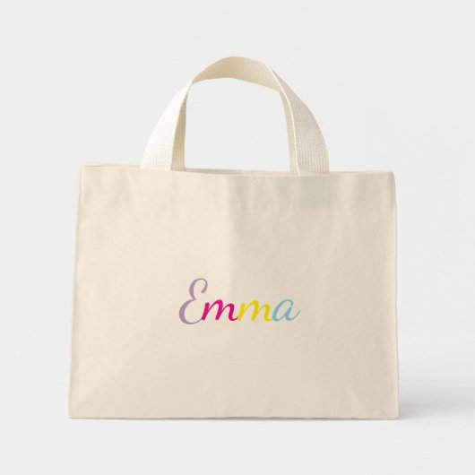 Persoonlijke Regenboog Naam Boodschappentas Mini Tote Bag (Voorkant)