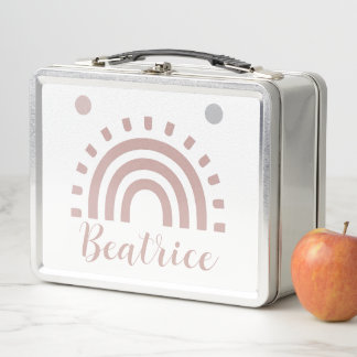 Persoonlijke regenboog op witte metalen lunchbox