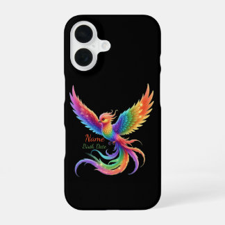 Persoonlijke Regenboog Phoenix Naam Geboortedatum iPhone 16 Hoesje