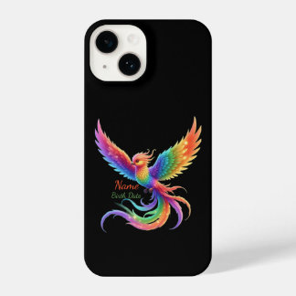 Persoonlijke Regenboog Phoenix Naam Geboortedatum  iPhone 14 Hoesje