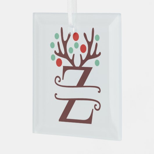 Persoonlijke rendierAntlers Naam "Z" Glas Ornament (Voorkant links)