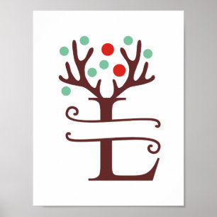 Persoonlijke rendierbrief L gesplitst monogram Poster