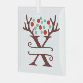 Persoonlijke rendieren Naam "X" Glas Ornament (Voorkant links)