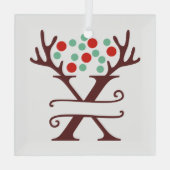 Persoonlijke rendieren Naam "X" Glas Ornament (Achterkant)