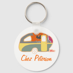 Persoonlijke Retro Art Caravan Eigenaars Sleutelha Sleutelhanger