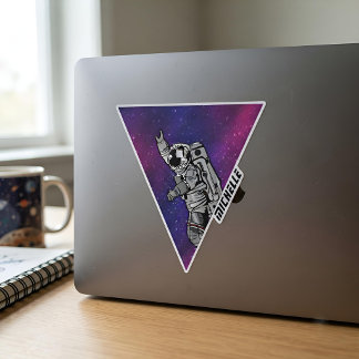 Persoonlijke Retro Astronaut Naam Paarse Melkweg Sticker