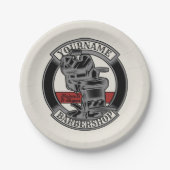 Persoonlijke Retro BarberWinkel Barber Stoel Salon Papieren Bordje (Voorkant)