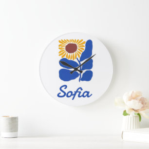 Persoonlijke Retro Bloemen Daisy Met Eigen Naam Ca Grote Klok