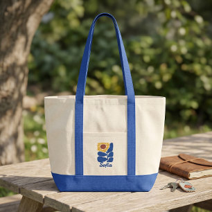 Persoonlijke Retro Bloemige Madeliefjes Aangepaste Tote Bag
