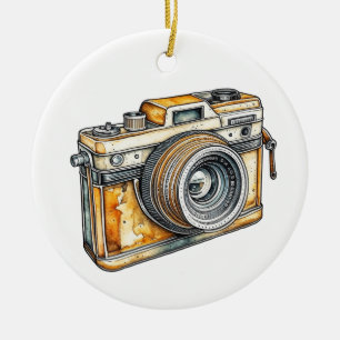 Persoonlijke Retro Camerakerst Keramisch Ornament