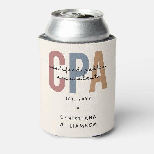 Persoonlijke Retro CPA Gecertificeerd Openbaar Acc Blikjeskoeler (Blikje Achterkant)