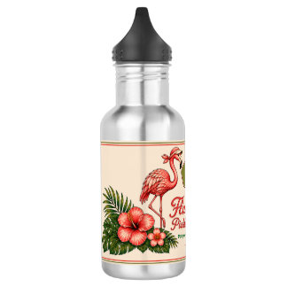 Persoonlijke Retro Flamingo Pickleball Waterfles