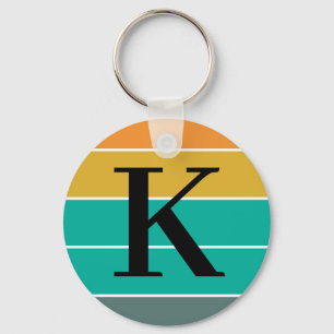 Persoonlijke Retro Golven Monogram Sleutelhanger