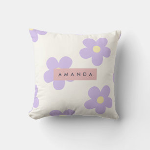 Persoonlijke Retro Lavendel Madeliefjes Bloem Kussen