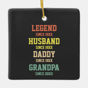 Persoonlijke Retro Legend Husband Dad Grandpa Keramisch Ornament