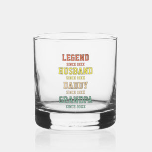 Persoonlijke Retro Legend Husband Dad Grandpa Whisky Glas