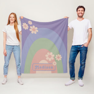 Persoonlijke Retro Moderne Boog Pastel Madeliefje Fleece Deken