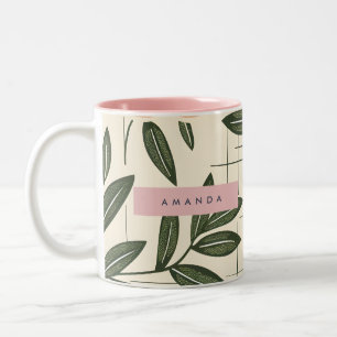 Persoonlijke Retro Oranje Bloem Stijl Tweekleurige Koffiemok