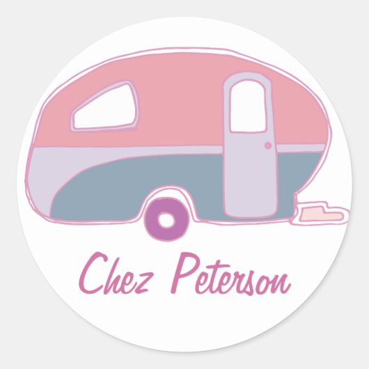 Persoonlijke Retro Vintage Caravan Ontwerp Sticker (Voorkant)