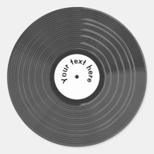 Persoonlijke Retro Vinylplaat Ronde Sticker