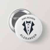 Persoonlijke Ring Bearer Tuxedo Black White Ronde Button 5,7 Cm (Voorkant /achterkant)