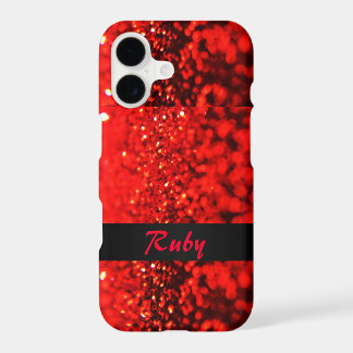 Persoonlijke Robijnrode Glitter iPhone 7 Plus Hoes