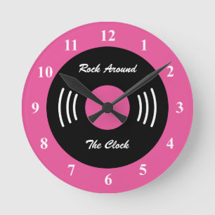 Persoonlijke rock-'n-roll wandklok ronde klok