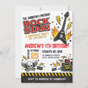 Persoonlijke Rockstar Verjaardagsuitnodiging Kaart